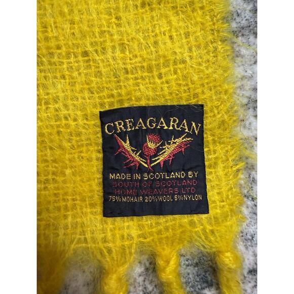 Vintage Creagaran Scotland Home Weavers Scarf Mohair Wool Yellow Scottish 9x70” - Picture 6 of 6